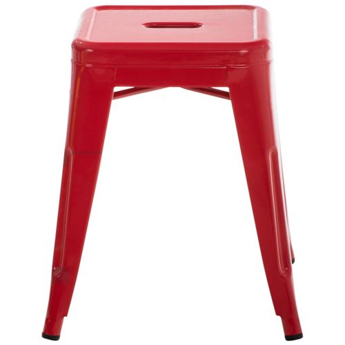 Tabouret Bas Design Industriel Hauteur Fixe 46 Cm En Métal Rouge 10_0005493