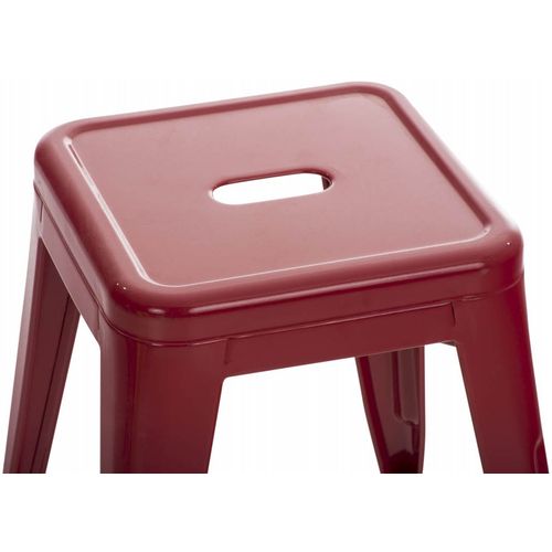 Tabouret Bas Design Industriel Hauteur Fixe 46 Cm En Métal Rouge 10_0005493