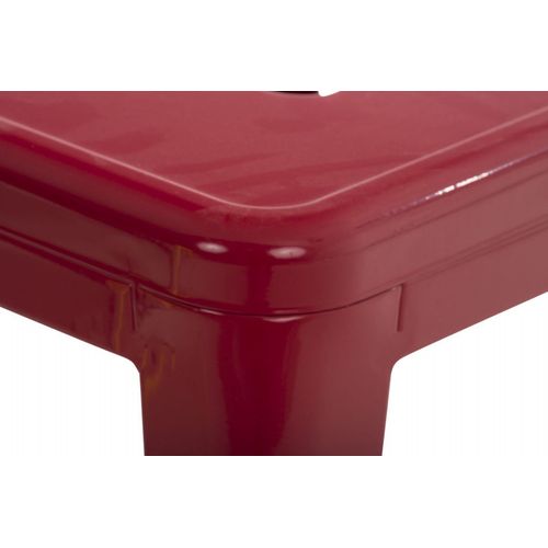Tabouret Bas Design Industriel Hauteur Fixe 46 Cm En Métal Rouge 10_0005493
