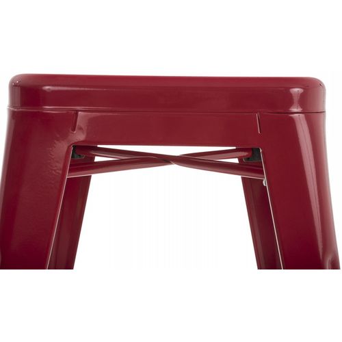 Tabouret Bas Design Industriel Hauteur Fixe 46 Cm En Métal Rouge 10_0005493