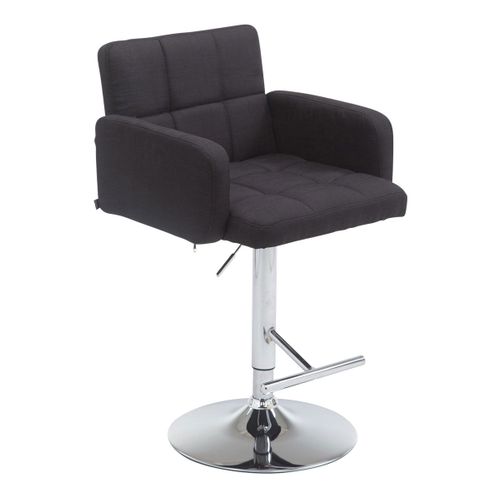 Tabouret De Bar X1 Avec Accoudoirs Et Dossier Confortable En Tissu Noir Pieds Métal Chromé Tdb1078