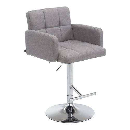 Tabouret De Bar X1 Avec Accoudoirs Et Dossier Confortable En Tissu Gris Pieds Métal Chromé Tdb1078