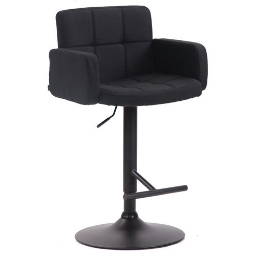 Tabouret De Bar X1 Avec Accoudoirs Et Dossier Confortable En Tissu Noir Pieds Noir Mat Tdb10787