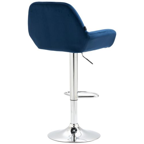 Lot De 2 Tabourets De Bar Repose-pieds En Forme D'arc En Métal Chromé Assise En Velours Bleu Tdb10