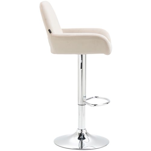 Lot De 2 Tabourets De Bar Repose-pieds En Forme D'arc En Métal Chromé Assise En Velours Crème Tdb1