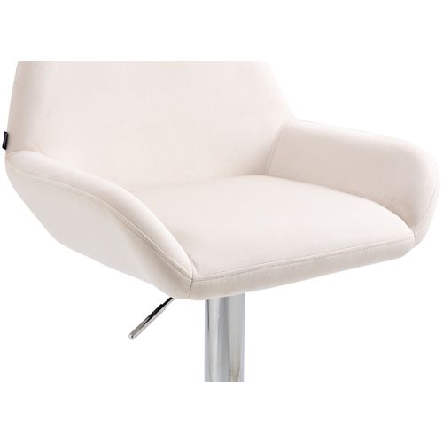 Lot De 2 Tabourets De Bar Repose-pieds En Forme D'arc En Métal Chromé Assise En Velours Crème Tdb1