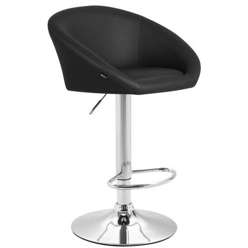 Tabouret De Bar X1 Réglable Et Pivotant Dossier Arrondi En Pvc Noir Piètemet En Métal Chromé Tdb10