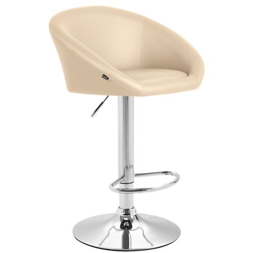 Tabouret De Bar X1 Réglable Et Pivotant Dossier Arrondi En Pvc Crème Piètemet En Métal Chromé Tdb1