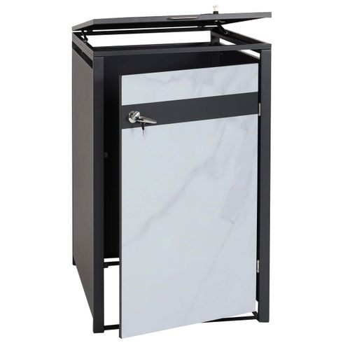 Abri Poubelle Pour Une Poubelle Porte Verrouillable Aspect Marbre Anthracite Clair 04_0005695