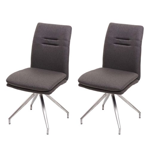 2x Chaises De Salle à Manger Cuisine En Tissu Gris-marron Et En Acier Inoxydable Design Et Confort