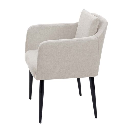 Ensemble De 2 Chaises De Salle à Manger En Tissu/textile Crème-beige Pieds En Métal 04_0002087