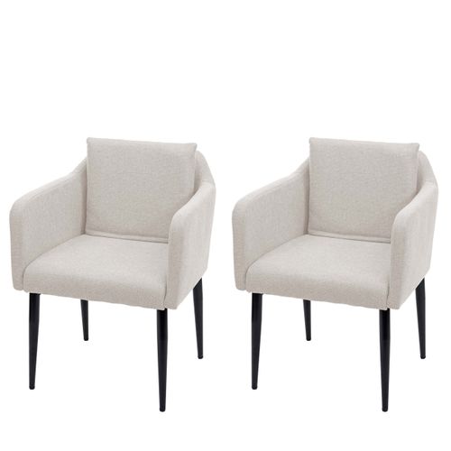 Ensemble De 2 Chaises De Salle à Manger En Tissu/textile Crème-beige Pieds En Métal 04_0002087