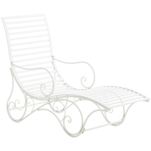 Chaise Longue Pour Jardin Transat En Métal Blanc Mdj10213