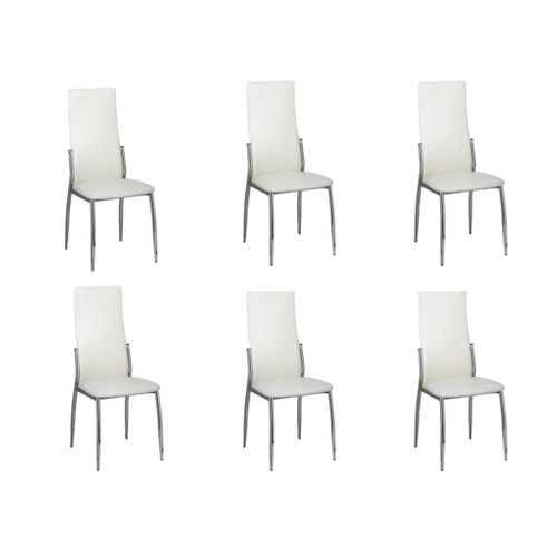 Set De 6 Chaises De Salle à Manger Cuisine Design Classique En Pvc Blanc Cadre Chromé Dec025671