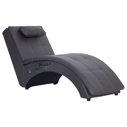 Méridienne Chaise Longue Pour Intérieur Fonction Massage Avec Oreiller En Pvc Gris Dec026132