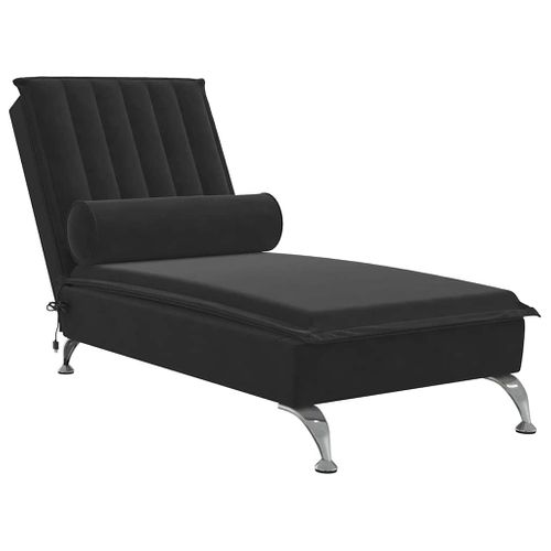 Méridienne Chaise Longue Pour Intérieur Fonction De Vibration Avec Traversin En Velours Noir Dec02