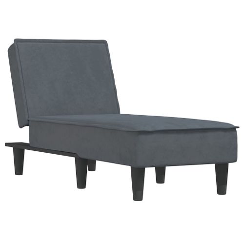 Méridienne Chaise Longue Pour Intérieur Trois Positions Convertibles En Velours Gris Foncé Dec0261