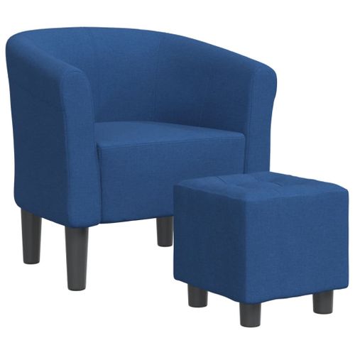 Fauteuil Lounge Assise Confortable Design Moderne Avec Repose-pieds En Tissu Bleu Dec026419