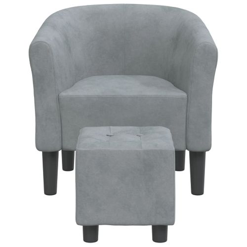 Fauteuil Lounge Assise Confortable Design Moderne Avec Repose-pied En Velours Gris Foncé Dec026423