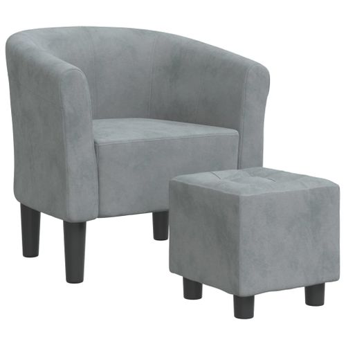 Fauteuil Lounge Assise Confortable Design Moderne Avec Repose-pied En Velours Gris Foncé Dec026423