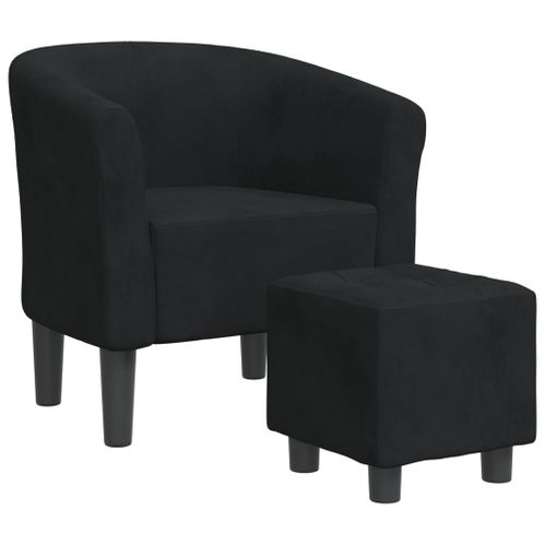Fauteuil Lounge Assise Confortable Design Moderne Avec Repose-pied En Velours Noir Dec026431