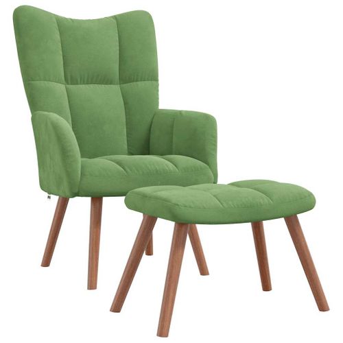 Fauteuil Lounge Chaise De Canapé Design Moderne Avec Repose-pied En Velours Vert Clair Dec026550