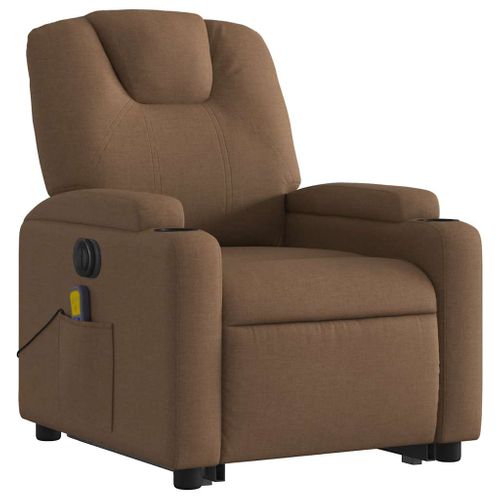 Fauteuil De Relaxation Fonction Massage Et Inclinable Onction De Levage Électrique En Tissu Marron