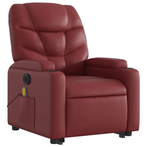 Fauteuil De Relaxation Fonction Massage Et Inclinable Levage Électrique En Pvc Rouge Bordeaux Dec0