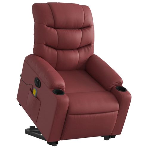Fauteuil De Relaxation Fonction Massage Et Inclinable Fonction De Levage Électrique En Pvc Rouge