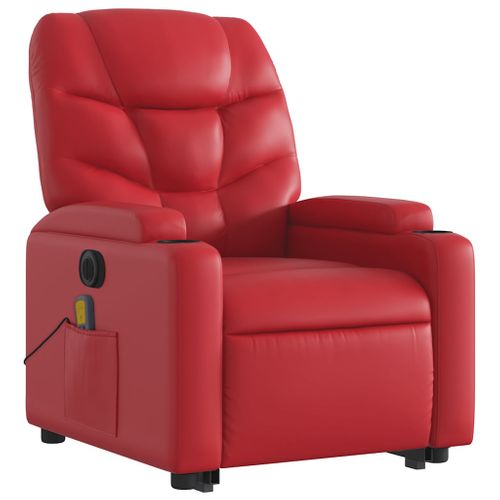 Fauteuil De Relaxation Fonction Massage Et Inclinable Fonction De Levage Électrique En Pvc Rouge