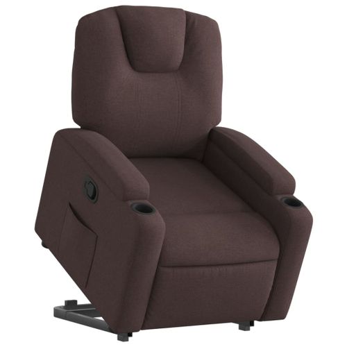 Fauteuil Relax TV Rembourrage Confortable Fonction De Levage Électrique En Tissu Marron Foncé Dec0