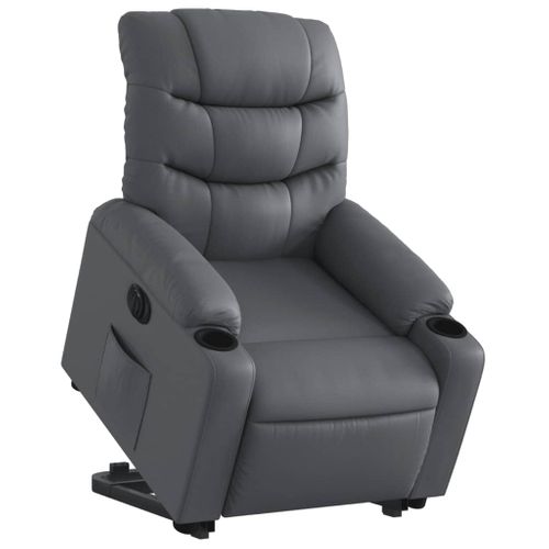 Fauteuil Relax TV Fonction De Levage Électrique Très Confortable En Pvc Gris Dec028379