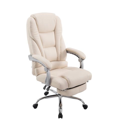 Fauteuil De Bureau Ergonomique Avec Repose-pieds Extensible Synthétique Crème Bur10169