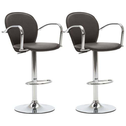 Lot De 2 Tabourets De Bar Avec Accoudoirs Et Dossier Design Moderne En Pvc Marron Dec029570