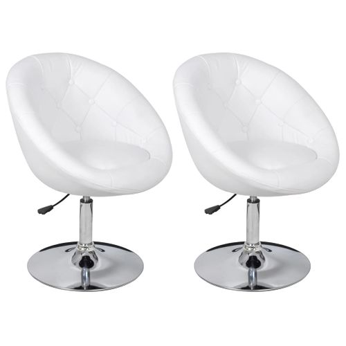 Lot De 2 Fauteuils Lounge Chaises Hautes Forme Oeuf En Pvc Blanc Et Acier Dec029616
