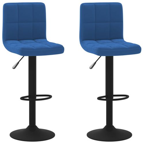 Lot De 2 Tabourets De Bar Chaises Hautes Avec Dossier En Velours Bleu Dec029631