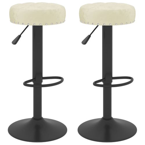Lot De 2 Tabourets De Bar Chaises Hautes Avec Repose-pied Intégré En Velours Crème Dec029668