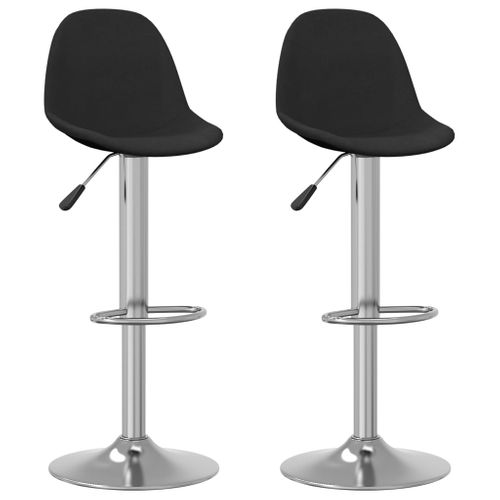 Lot De 2 Tabourets De Bar Chaises Hautes En Tissu Noir Base En Acier Chromé Dec029819
