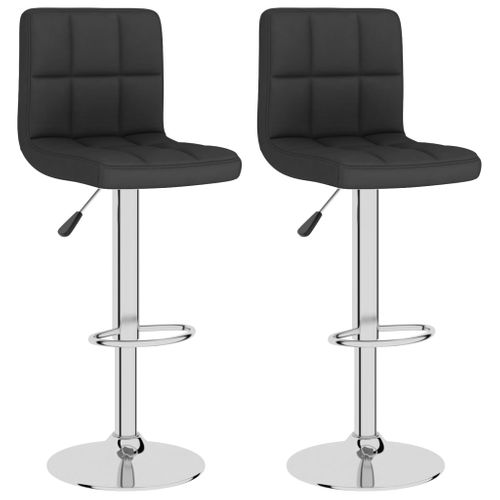 Lot De 2 Tabourets De Bar Chaises Hautes Avec Dossier En Tissu Noir Et Acier Dec029821