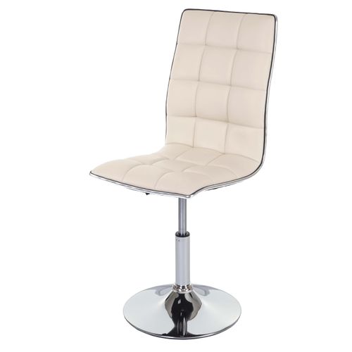 Chaise à Manger Cuisine Design Moderne Et Chic Hauteur Réglable Pivotant En Synthétique Crème 04_0