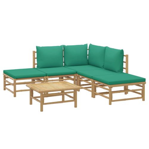 Salon De Jardin Meuble D'extérieur Ensemble De Mobilier 6 Pièces Avec Coussins Vert B