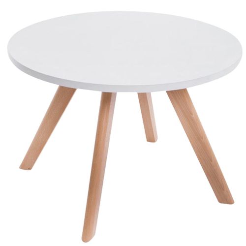 Table Basse Table D'appoint Ronde 4 Pieds En Bois Clair Hauteur 45cm Taba10005