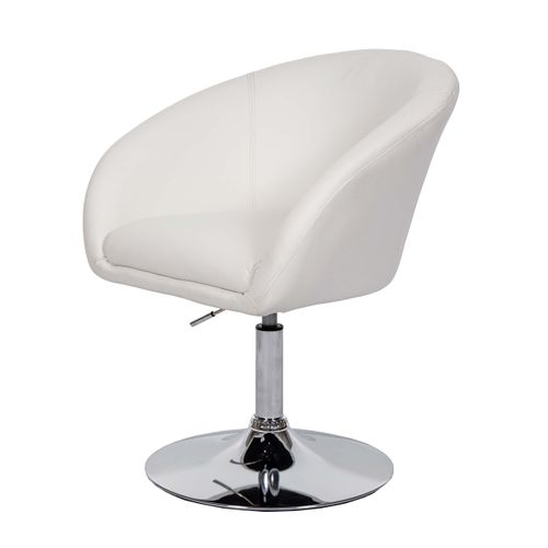 Chaise De Salle à Manger Fauteuil Lounge Pivotante En Synthétique Réglable En Hauteur Blanc 04_000