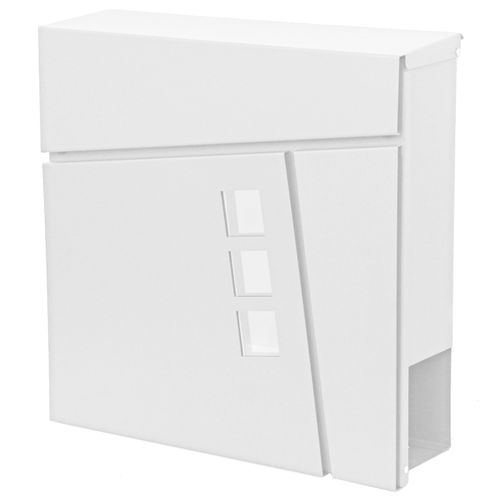 Boîte Aux Lettres Murale Compartiment à Journaux Revêtement Par Poudre Blanc 04_0005900