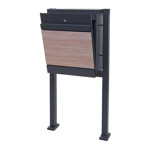 Boîte à Colis Sur Pieds En Métal Galvanisé Aspect Bois Anthracite 120x59x36 Cm 04_0005908