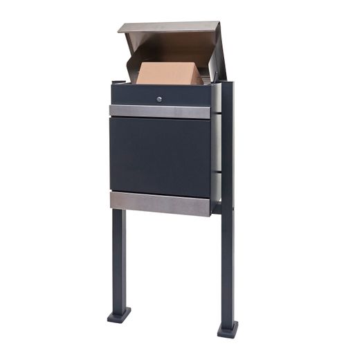 Boîte à Colis Sur Pieds En Acier Inoxydable Anthracite 120x59x36 Cm 04_0005909