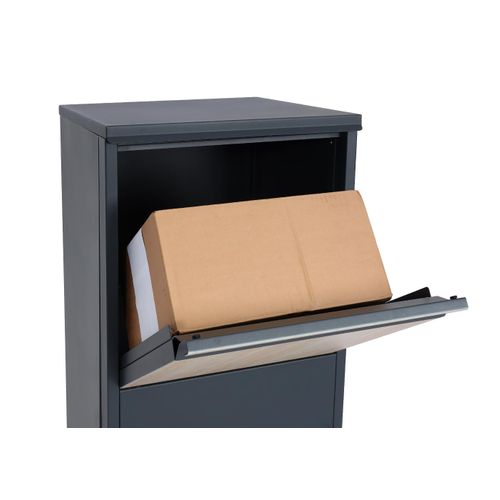 Boîte à Colis Sur Pied Avec Serrure 140x46x45 Acier Aspect Bois Anthracite Bois Clair 04_0005911