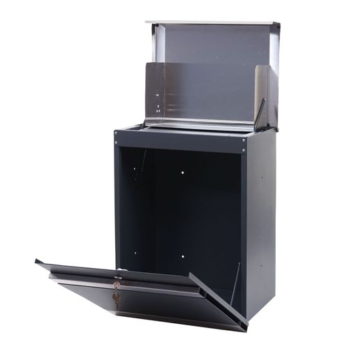 Boîte à Colis Mural Avec Serrure Compartiment à Colis En Métal Acier Inoxydable Galvanisé Anthraci