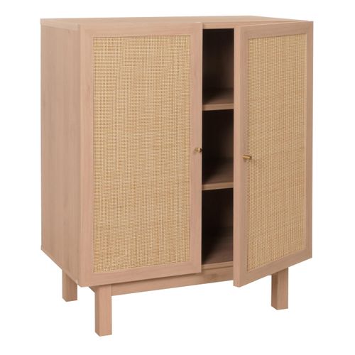 Buffet Meuble De Rangement Avec 3 Compartiments En Bois Massif Mango Kubu Rotin 98 X 79 X 42 Cm