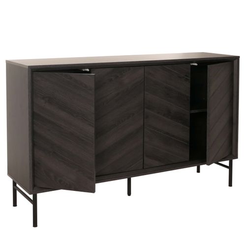 Buffet Commode Avec 4 Compartiments De Rangement En Bois De Manguier 94x151x40 Cm Gris Foncé 04_00